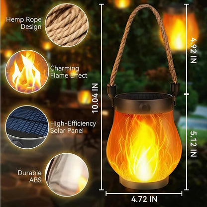 Kaliqo Solar Lantern Outdoor Lights Solar Lantern Waterproof Flickering Flame Hanging Lanterns for Patio Yard Garden Decor (3 Pcs)