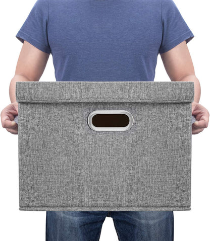 TYEERS Large Collapsible Storage Bins with Lids, Organization Bins for Closet Storage, Clothes Storage, Folding Storage Box with Lids for Home Office Storage - 2 Pack - Gray