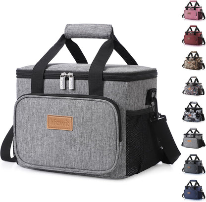 Lifewit Medium Lunch Bag Insulated Lunch Box Soft Cooler Cooling Tote for Adult Men Women, Gray 12-Can (9L)