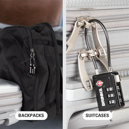 Brinks TSA Accepted Indicator Luggage Lock, Black - Ressetable Combination, 2.5 inch Long Shackle, New More Secure TSA008 Key, 4 Pack