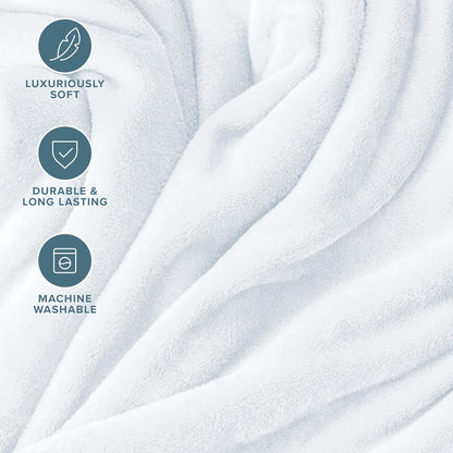 Bare Home Fleece Blanket - Full/Queen - Ultra-Soft Lightweight for Bed, Sofa, and Couch - Luxury Microplush - Cozy Warm Blanket (Full/Queen, White)