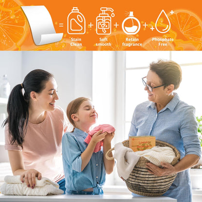 Freelivity Laundry Detergent Sheets, 200 Sheets Lemon Orange - Eco-Friendly Hypoallergenic Plastic-Free LiquidLess Clothes Washing Detergent Supplies for Save Space Travel Camping