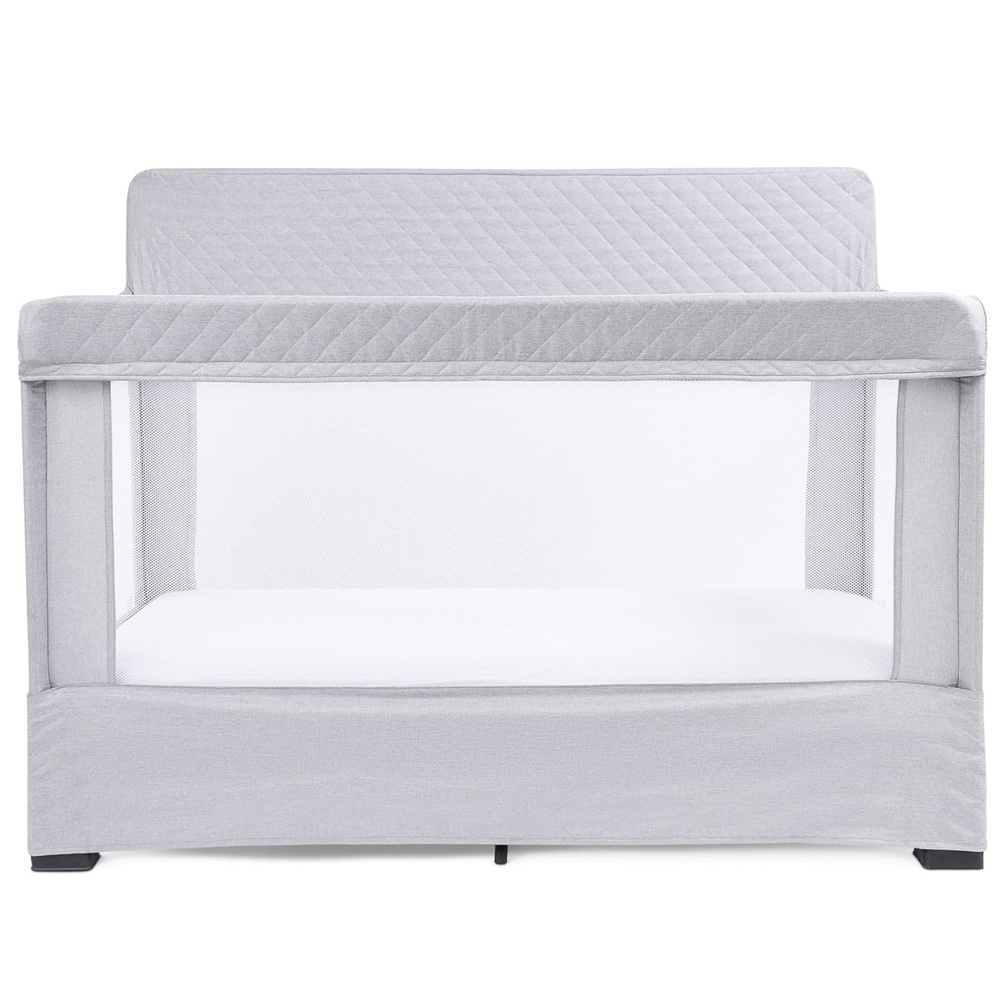 Baby Delight Lunaire Full Size Crib | Breathable Mesh Baby Crib | Tool-Free Assembly Baby Bed | Pebble Grey
