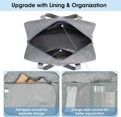 For Spirit Airlines Personal Item Bag 18x14x8 Foldable Travel Duffel Bag Underseat Carry on Luggage for Women and Men 30L (Grey)