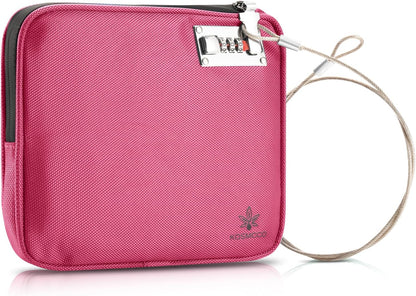 Anti-Theft Locking Beach Bag, 9x7.5-inch Portable Beach Safe for Securing Your Valuables and Phone – Rose Red