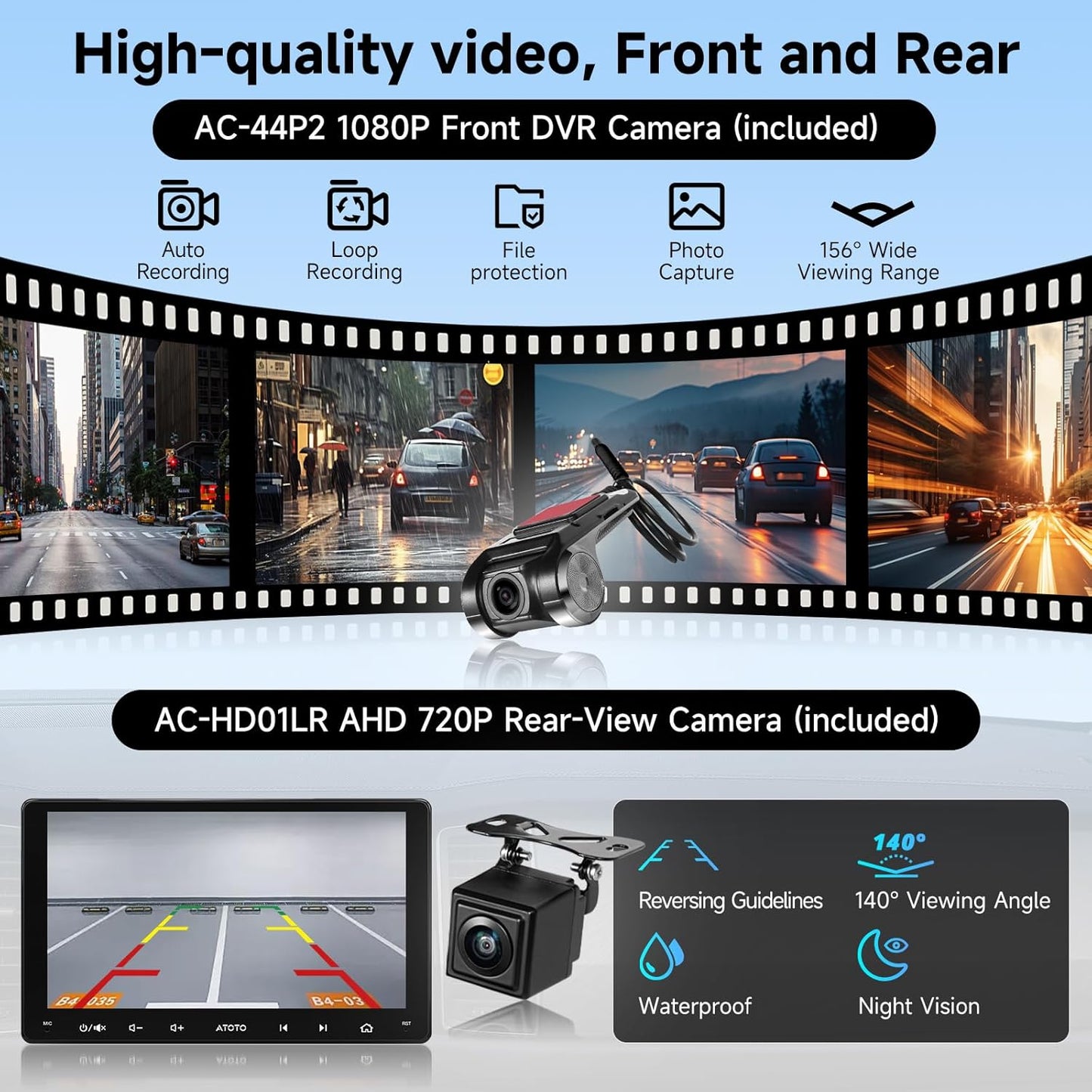 Double-DIN Car Stereo 9 Inch Android Car Radio, Wireless CarPlay&Android Auto, Backup Camera and Dashcam, AI Dialogues, WiFi/BT/USB, GPS Tracking, 24B EQ&DSP, 4 * 45W AMP