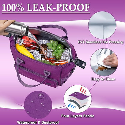 Purple Lunch Box for Women Insulated Lunch Bag Fits Bento Boxes, Snack and Foods, Ladies Lunch Tote Bag for Mother Mom Sister Friend Wife Her
