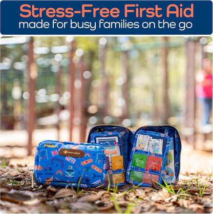 KeepGoing Travel First Aid Kit for Kids – 130 Pc. for Car, Home, Purse, Diaper Bag & Backpack with Latex-Free Bandages - Mini First Aid Kit Travel Size TSA-Approved
