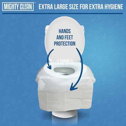 Toilet Seat Covers Flushable - Upgraded XL Size| Biodegradable Paper Covers for Adults, Kids, Toddlers | Travel Essentials for Public Restroom, Airplane, Camping (50 Pack)