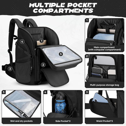 Maelstrom Tactical Backpack for Men, 40L Military Backpack,Water Resistant Assault Pack for Women, 3-Day Bug Out Bag for Hiking, Camping, Gym with Molle System-Black