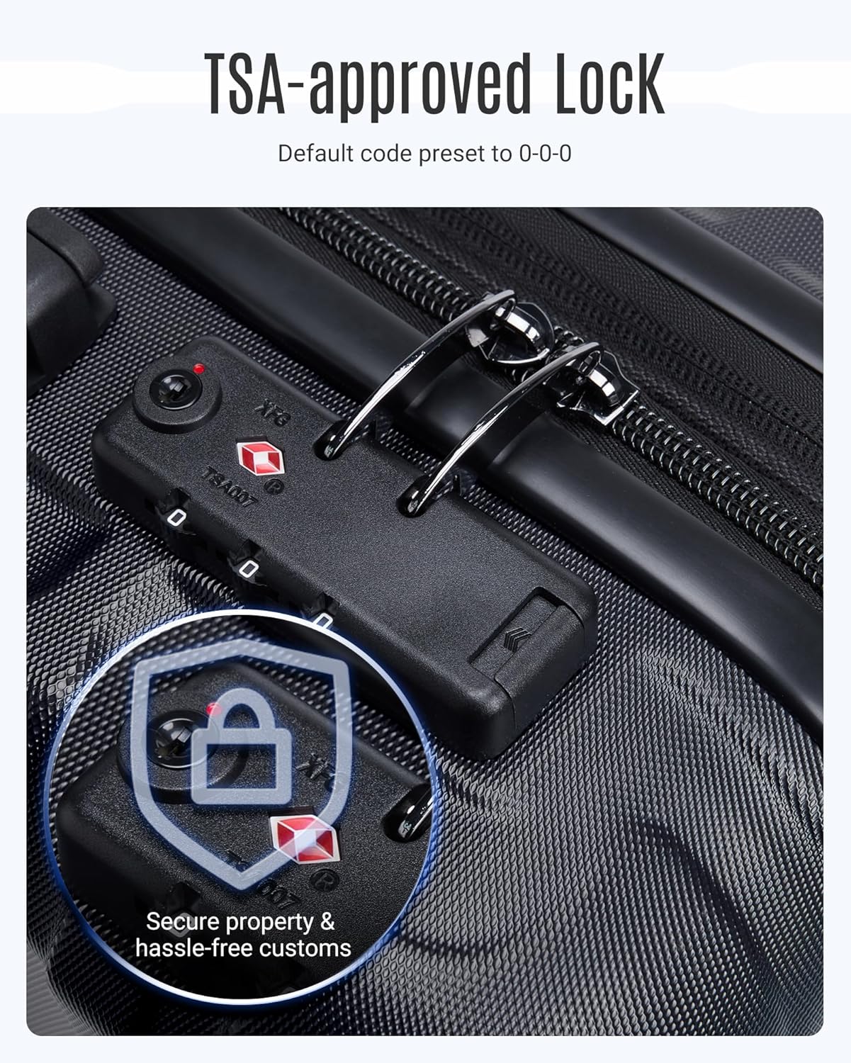 LIGHT FLIGHT Luggage Sets, 3 Piece Durable Suitcase Set with Spinner Wheels, 3 Pcs Hardside Lightweight luggage with TSA Lock, Large Checked Travel Suitcases, 20/24/28 Inch, Black