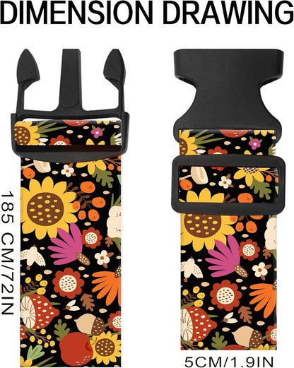 Luggage Straps for Suitcases, Adjustable Travel Belt, Durable Wide Luggage Strap, Cute Suitcase Strap Identifiers with Buckle, Bag Straps for Luggage, Cute Boho Mushrooms