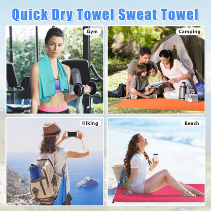 Sfee 2 Pack Microfiber Travel Towel, Quick Dry Towel Camping Towel Super Absorbent Compact Lightweight Sports Towel Swim Gym Beach Towels Set for Gym, Hiking, Pool, Backpacking, Bath, Yoga