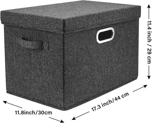 TYEERS Large Storage Bins with Lids, Collapsible, Washable, Fabric Storage Boxes for Organizing, 17.3x11.8x11.4 inches, 5 Pack, Black