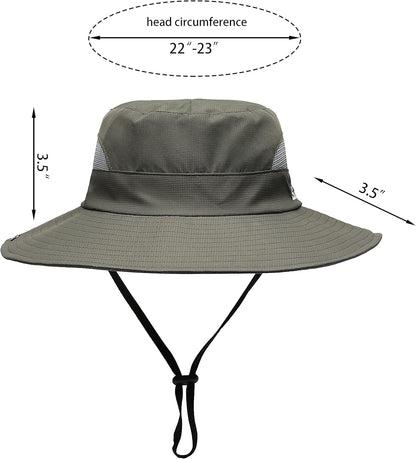 Womens Summer Sun Hat Beach Hat Wide Brim Outdoor UV Protection Hat Foldable Cool Mesh Ponytail Bucket Hat
