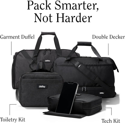 Halfday Sidekick Tech Organizer Kit | Flip-Out Kickstand for Phone/Tablet, Zip-Flat Pouch with Power Mesh & Elastic for Cable & Charger (Splash-Resistant Travel Electronics Accessories Case), Shadow