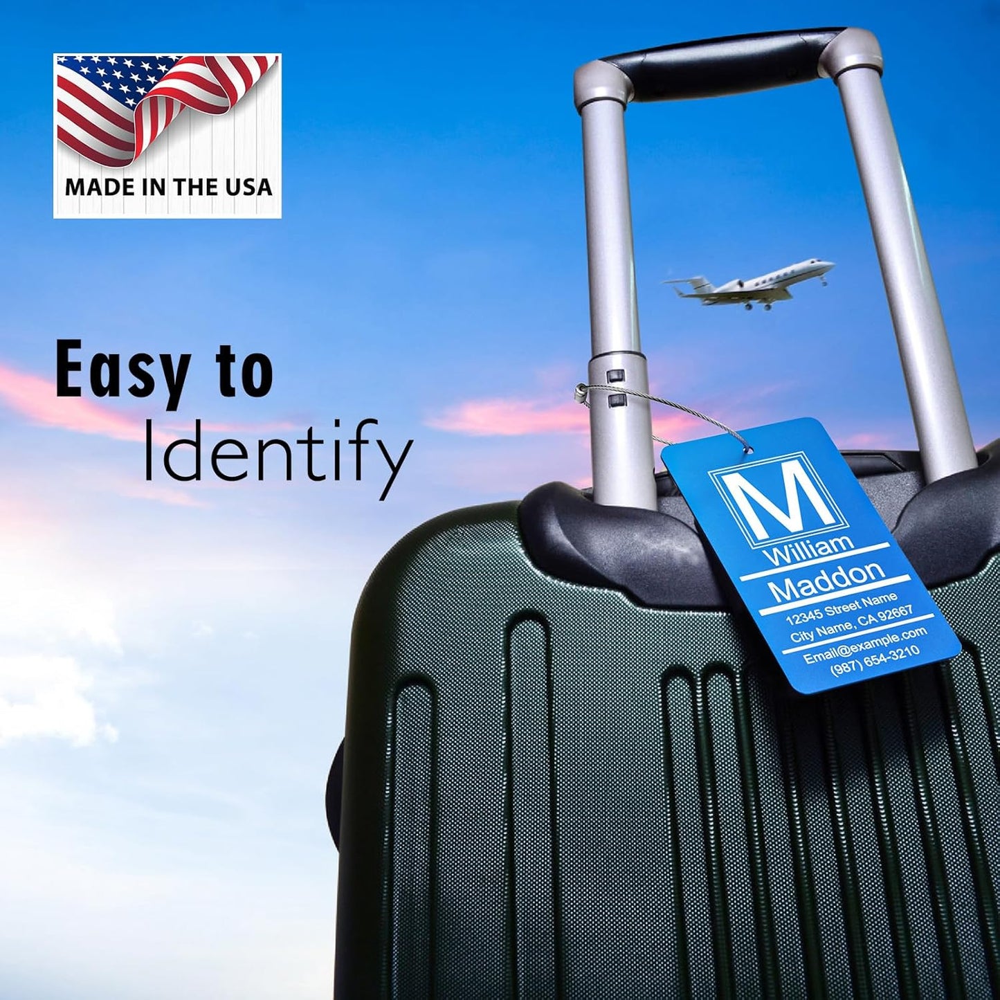 Luggage Tags for Suitcase - Personalized Engraved Metal Tag for Cruise Travel Purple - Custom Name Tags Suitable for Bags and Backpacks