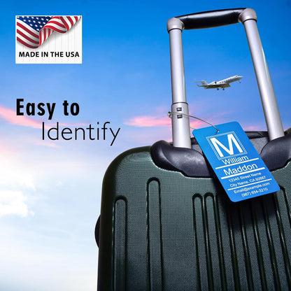 Luggage Tag for Suitcase - Personalized Engraved Metal Gold Tag for Cruise Travel - Custom Name Tags Suitable for Bags and Backpacks No Underline (2x3.5 inch)