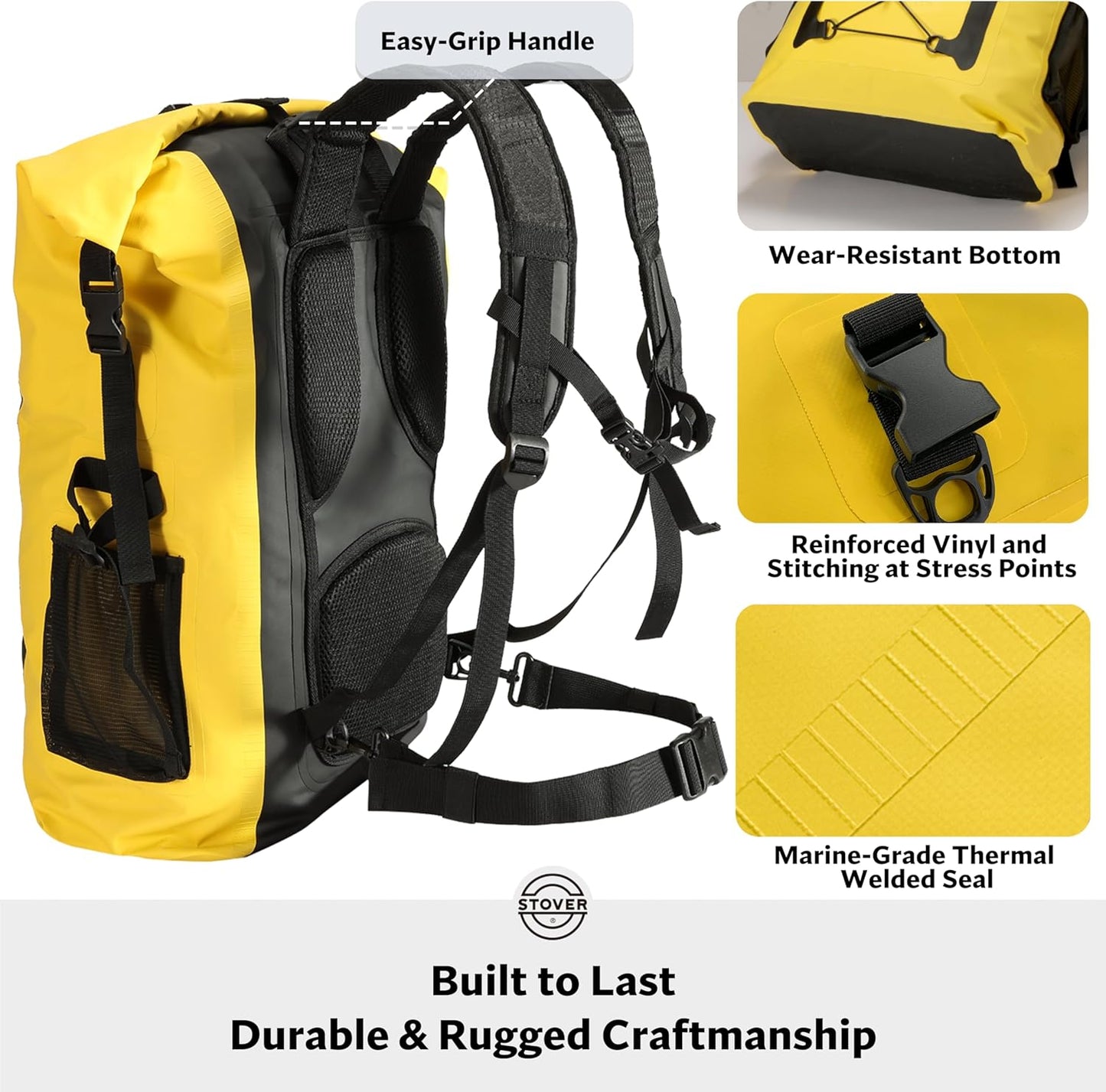 STOVER 5/10/25/30/40/55L Waterproof Backpack- Floating Dry Bag for Kayaking, Travel, Beach, Hiking, & Camping, Men/Women