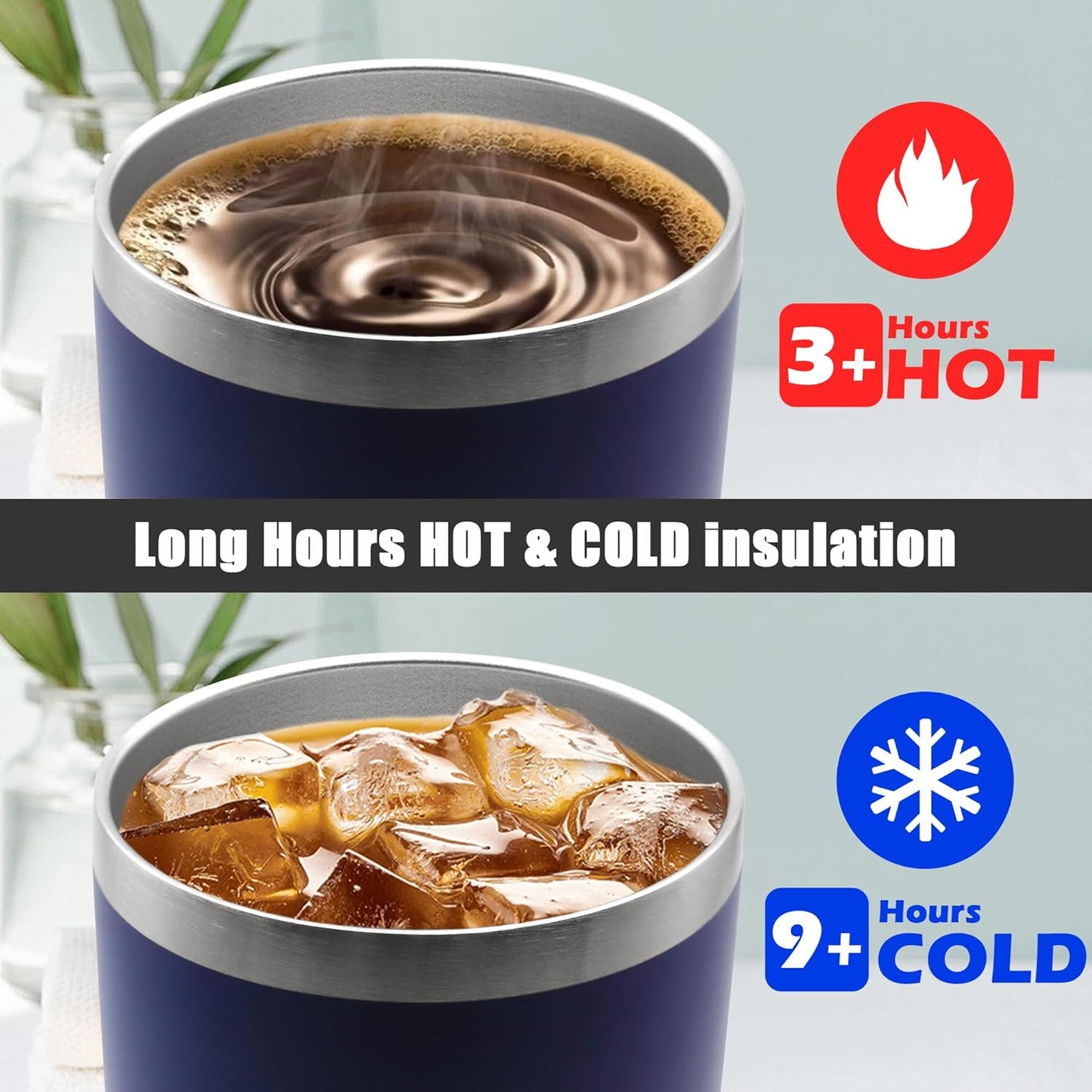 20 oz Tumbler Coffee Tavel Tumblers Bulk with Lid Stainless Steel Double Wall Vacuum Insulated Mug Powder Coated Cups fit Car Cupholder for Hot and Cold - Navy, 4Pack