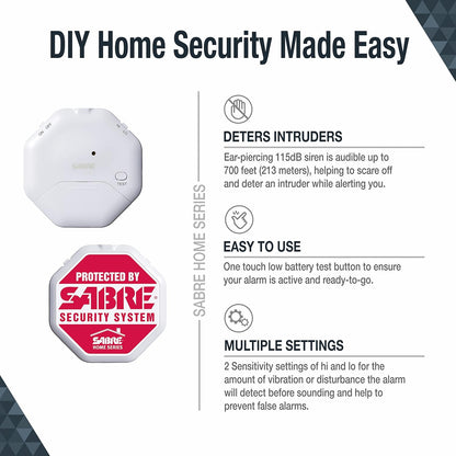 SABRE 120 dB Wedge Door Stop Security Alarm, Extremely Loud Wireless Siren Audible Up to 1,500 Ft., Non-Skid Pad, Compact Alarm Great for Home, Travel, Apartment or Dorm
