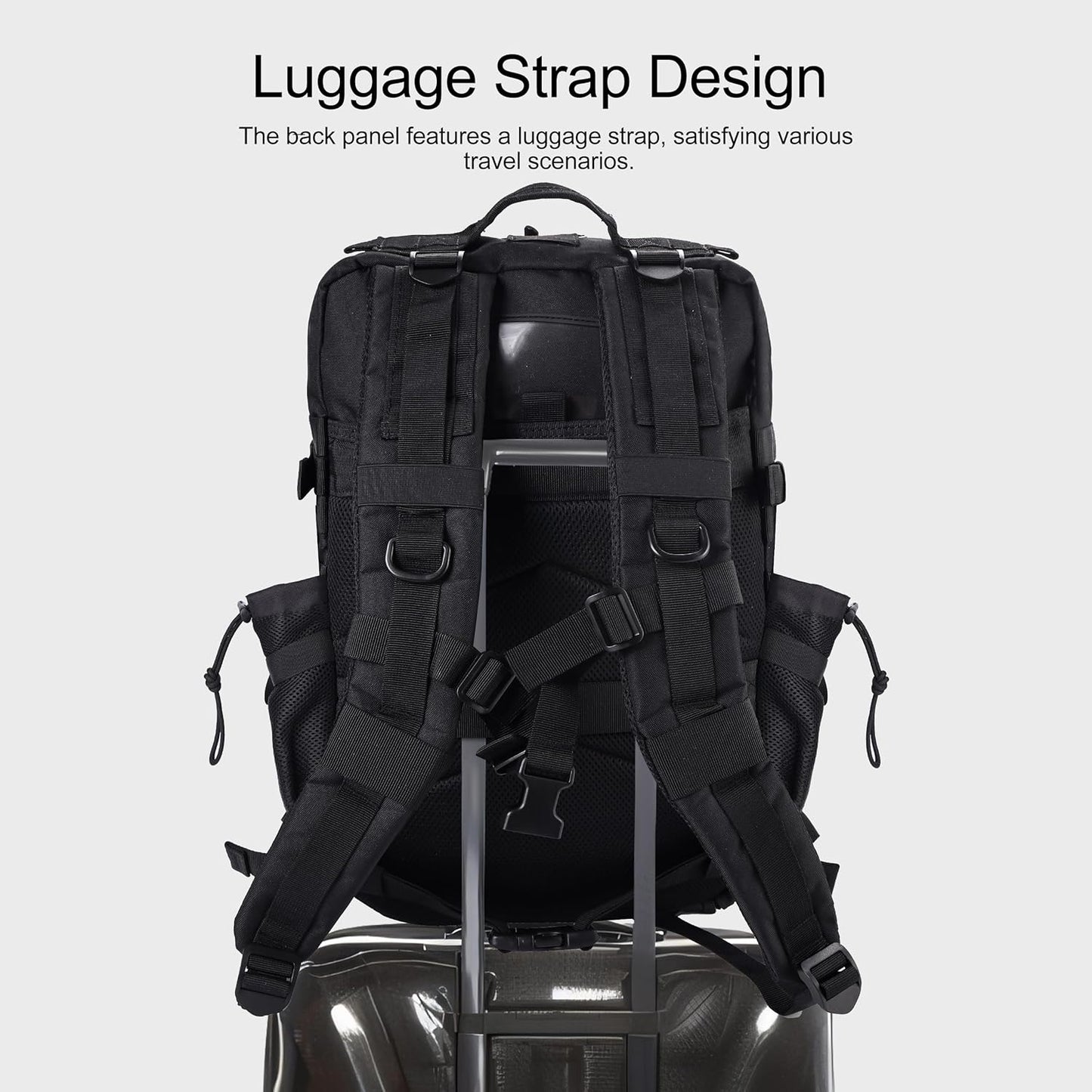 LHI Military Tactical Backpack for Men and Women 45L Army 3 Days Assault Pack Bag Large Rucksack with Shoe Compartment