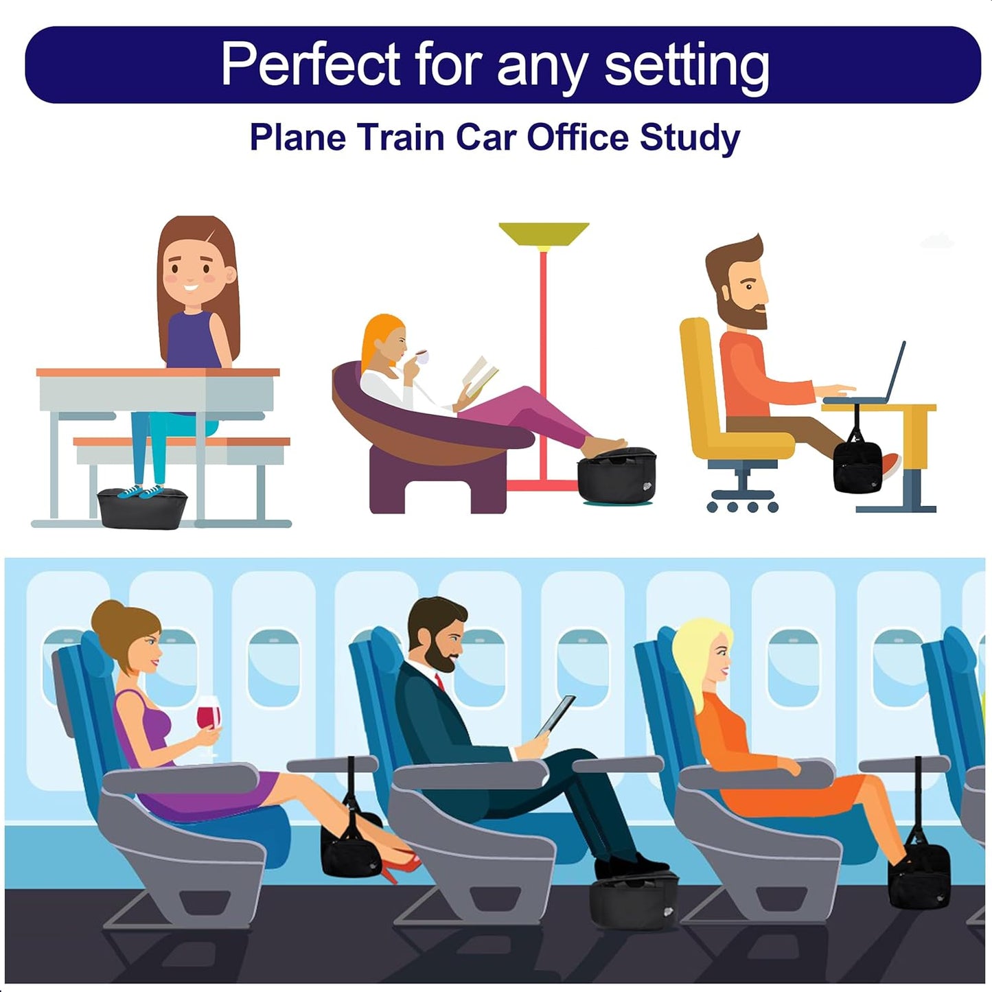 2-in-1 Airplane Footrest Pillow - Inflatable Travel Foot Hammock & Cushioned Foot Pad for Ultimate Comfort on Flights, Travel Accessories, Portable Foot Rest for Flights