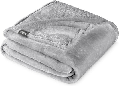 Bare Home Fleece Blanket - Throw/Travel - Ultra-Soft Lightweight for Bed, Sofa, and Couch - Luxury Microplush - Cozy Warm Blanket (Throw/Travel, Light Grey)