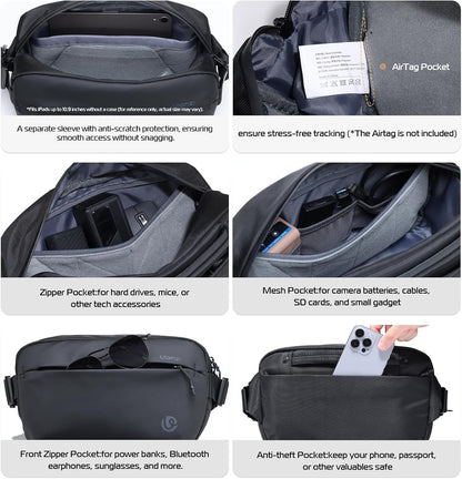 ULANZI Camera Sling Bag, Water-Resistant Camera Case with Tripod Holder, DSLR/SLR/Mirrorless Camera Bags Crossbody for photographers - Black