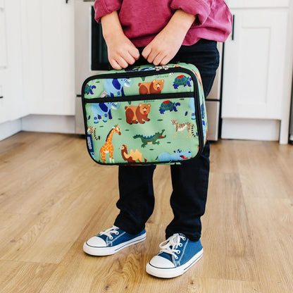 Wildkin Kids Insulated Lunch Box – Durable and Reusable for School & Travel - Wild Animals