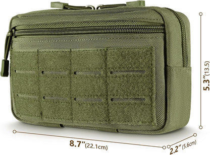 Tactical Molle Admin Pouch Utility Laser Cut EDC Tool Pouch Bag Horizontal Modular Pouches Include US Flag Patch and Keychain