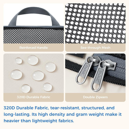 BAGAIL 4 Set/6 Set/8 Set Compression Packing Cubes Travel Accessories Expandable Packing Organizers (Half Mesh, 6-Beige)