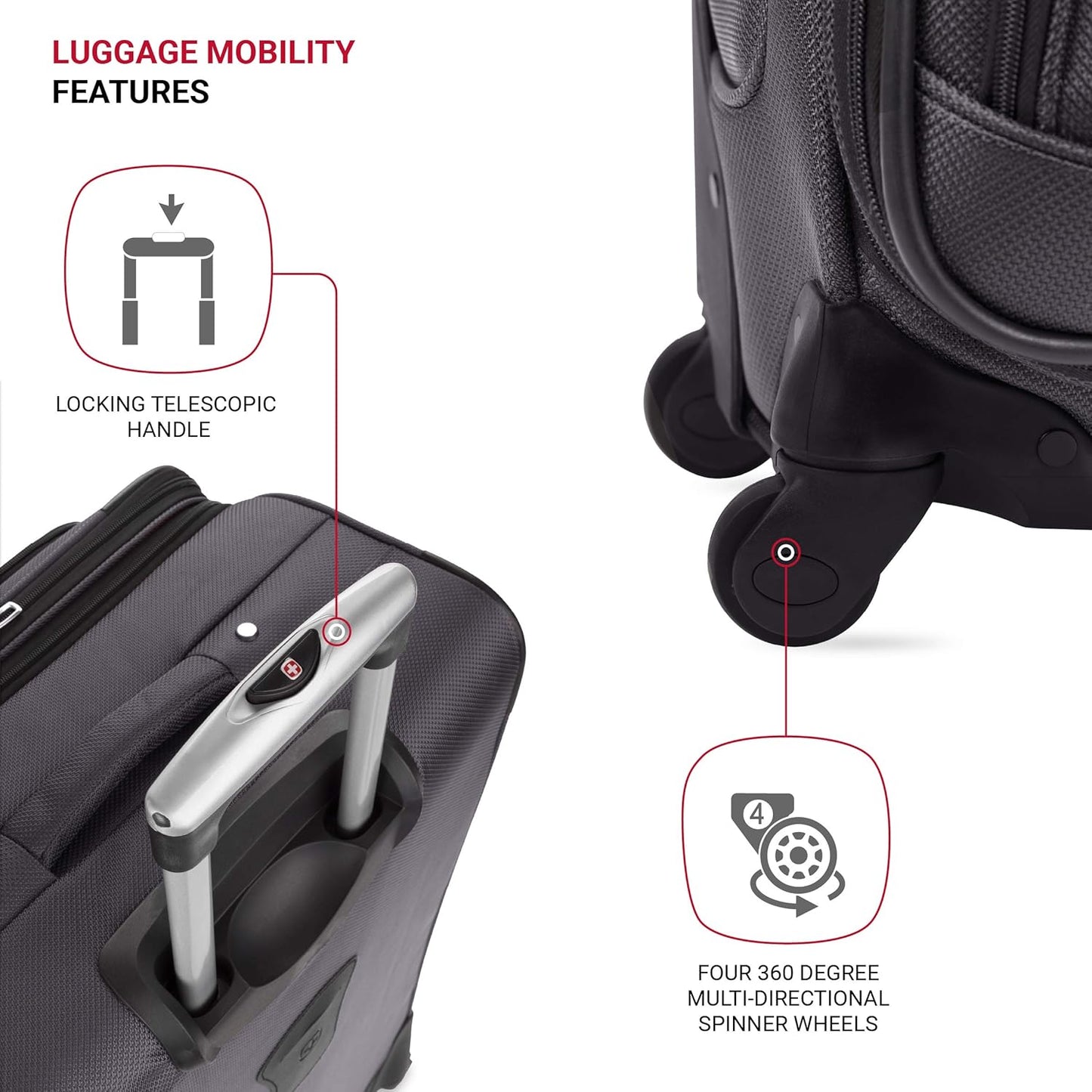 SwissGear Sion Softside Expandable Luggage, Dark Grey, Carry-On 21-Inch