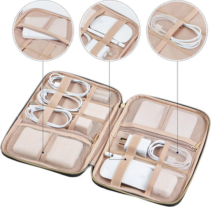 NISHEL Travel Cord Organizer Case, Tech Electronic Bag, Essentials for Charger, Cable, Phone, Hard Drive, USB, SD Card, Black