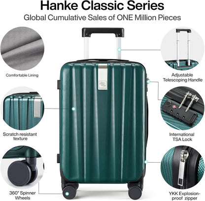 Hanke 29 Inch Luggage Suitcases With Spinner Wheels Lightweight PC hardside Rolling Suitcase With Travel Lock, Checked-Large 29-Inch(Blackish Green)