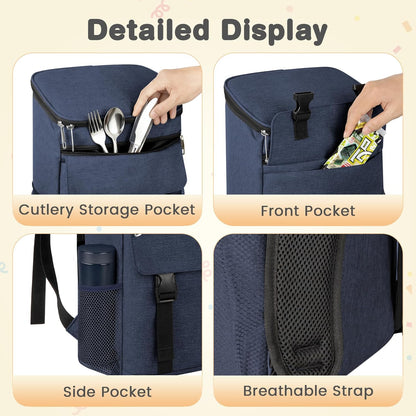Cooler Backpack Soft Insulated Leak Proof 50 Cans Insulated Backpack Cooler Portable Picnic Camping Beach Hiking BBQ Lunch Backpack for Men and Women - Blue
