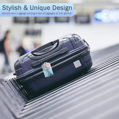 Luggage Tags for Suitcase,Abstract Colorful Marble Texture Luggage Tags of Set 2 Leather Identifiers Privacy Cover with Stainless Steel Loop for Women Men Travel Bag Suitcase