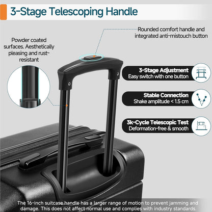 Hoteel Luggage Sets 3 Piece, ABS+PC Hard Shell Expandable Suitcases with Wheels, TSA Aproved Lock and Carry on Bags, Travel Suit Case Set for Men and Women, (3-Piece, Black)