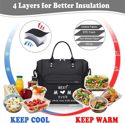 TuErCao Mom Lunch Bag Useful Unique Mother's Day & Birthday Gifts from Daughter Son Husband Insulated Personalized Lunch Box for Work