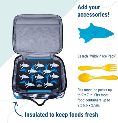 Wildkin Kids Insulated Lunch Box – Durable and Reusable for School & Travel - Blue Camo