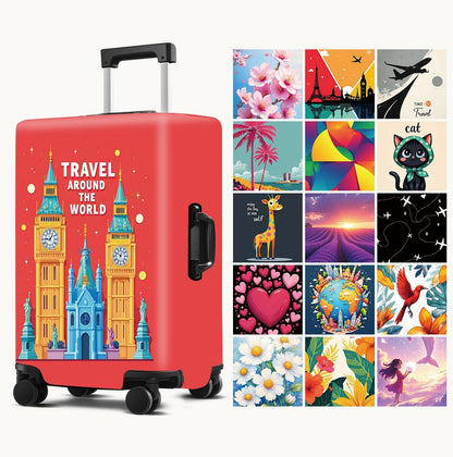 Luggage Cover Washable Suitcase Protector Anti-Scratch,Stretchable Fit for 20-34Inch Luggage Durable Travel Bag Cover with Zipper Closure (London-2, XL(fits 32-34Inch suitcase))