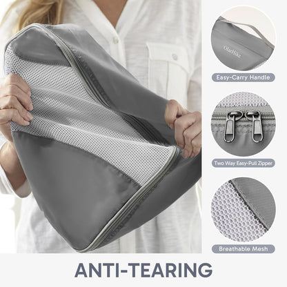 ALL INCLUDED 10 Set Durable Packing Cubes for Suitcases,OlarHike Essentials for Travel, UPGRADED Anti-Tear Stitching, NEW Improved Luggage Packing Organizers for Travel Accessories (Grey)