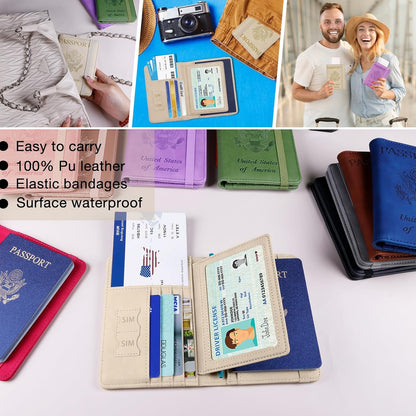 Melsbrinna Rfid Passport Holder for Travel women/Men, Cute Passport Wallet Rfid Blocking Card Slots, Rfid Passport Cover/CaseTravel Wallet, Passport Book Holder (1, Beige)