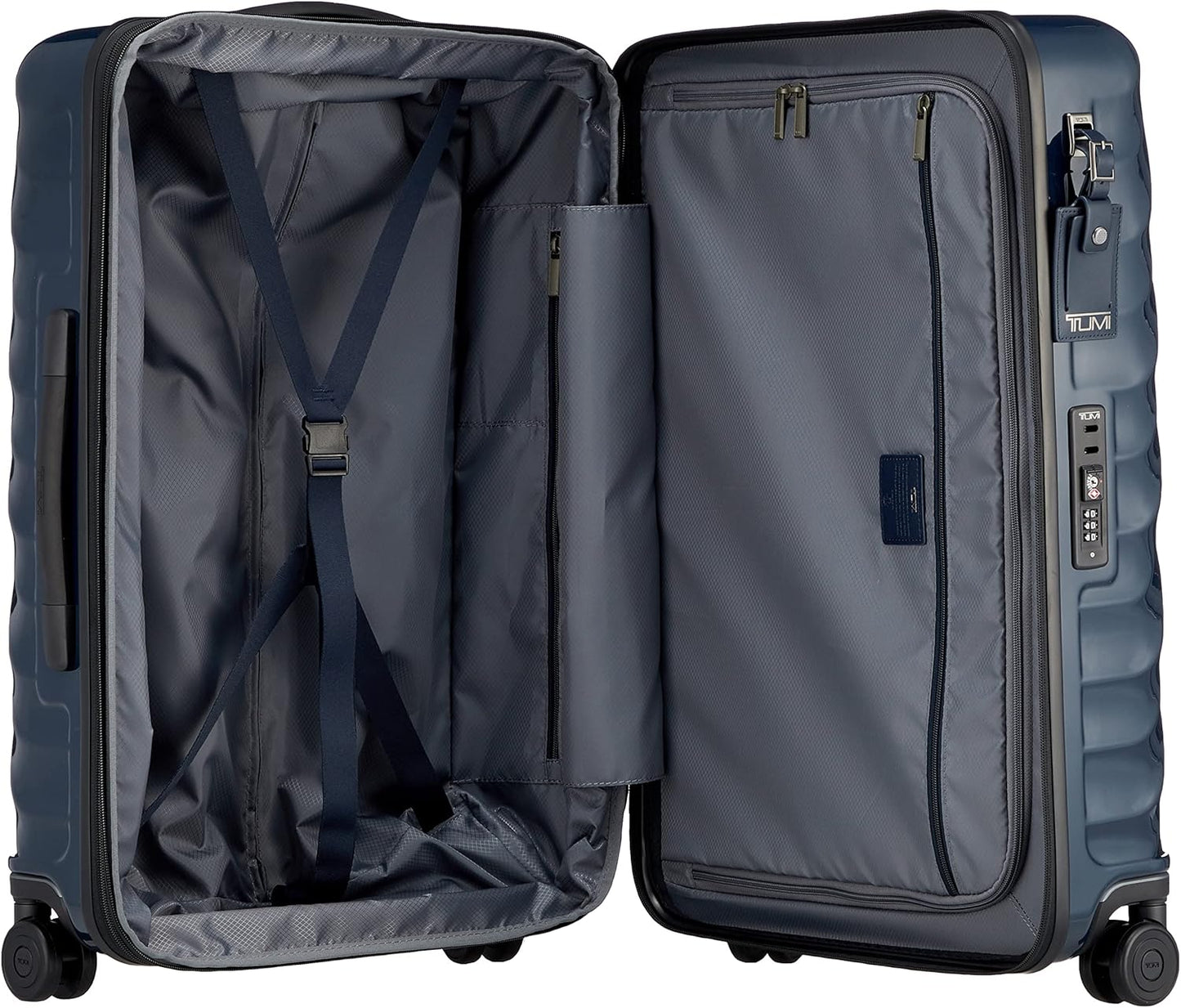 TUMI - 19 Degree Medium Checked Luggage 4 Wheeled Packing Case - Hard Shell Suitcase - 26.0" X 17.5" X 10.0" - Navy