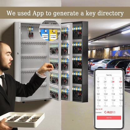 WeHere 360 Lock Box Wall Mount, APP Bluetooth/OTP/Wi-Fi/Fixed Code/Key Unlock, Smart Cabinet With Tag, Organizer Holder, Management Directory for Office, Valet, Realtor, Hotel