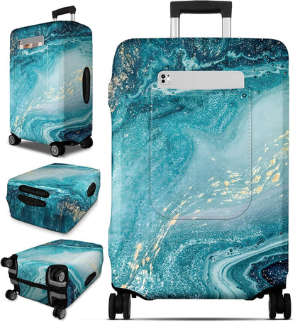 Slohif Luggage Cover for Suitcase Tsa Approved Protector - Luggage Sleeve Large Suit Case Cover Travel Stretch Baggage Case Protective Washable Fit 21-23 Inch Sea Wave S