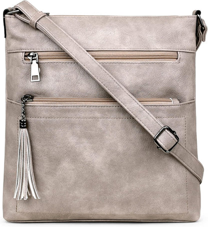 MASINTOR Crossbody Purses for Women, Multi Pocket Casual Crossbody Bag, Adjustable Strap Shoulder Bag with Tassel
