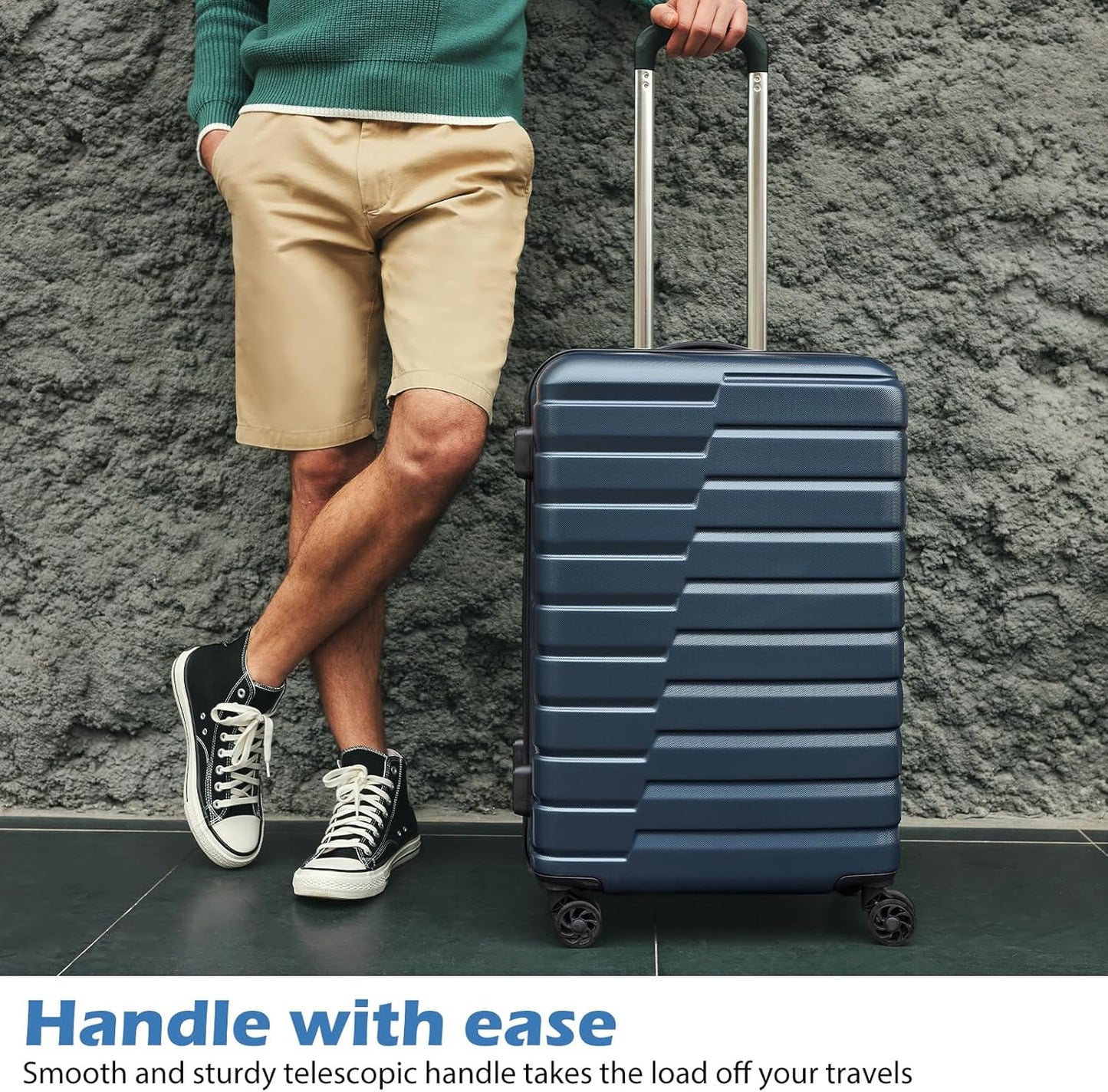 Coolife Luggage Suitcase Carry on Hardside PC+ABS Spinner TSA Lock Telescopic Handle