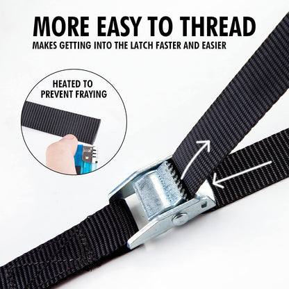 Cartman 1" x 12' Lashing Straps Cargo Tie-Down Strap Up to 600lbs, 16pk in Carry Bag, Black