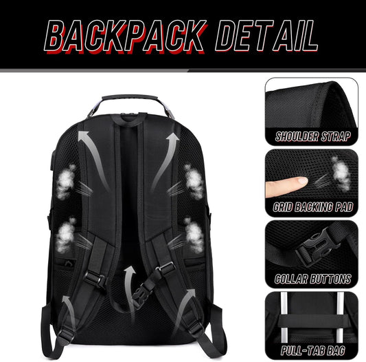 Z-MGKISS 18.4 Large Travel Backpack, USB Computer Bagpack Fits 18.4 Inch Laptop, Business Backpack for Men, TSA Flight Approved, Laptop Backpacks, Black